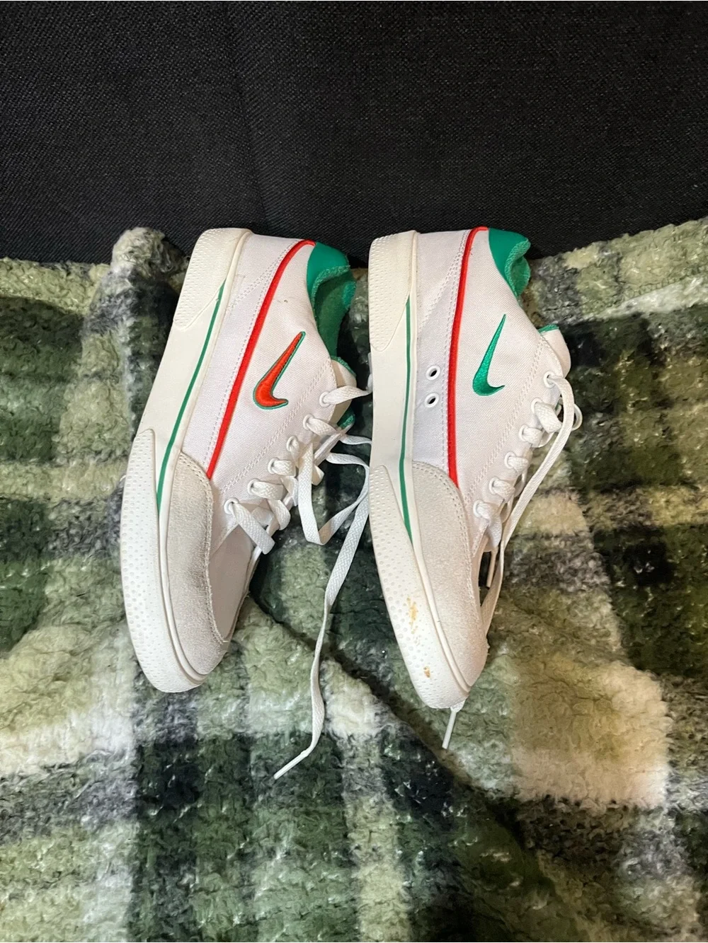 Kids White and Green Casual Sneakers
